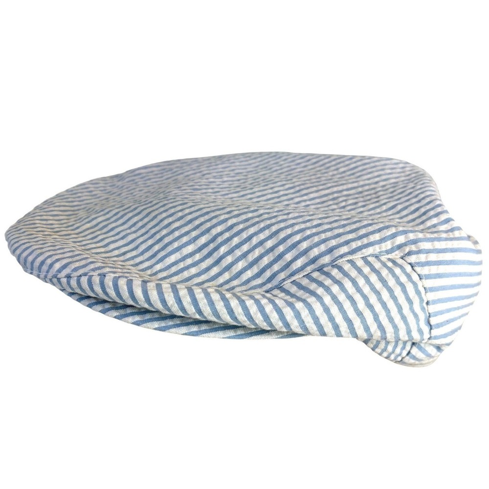Vintage Dobbs Fifth Avenue Mens Blue White Seersucker Newsboy‎ Cap Hat 7 1/2
